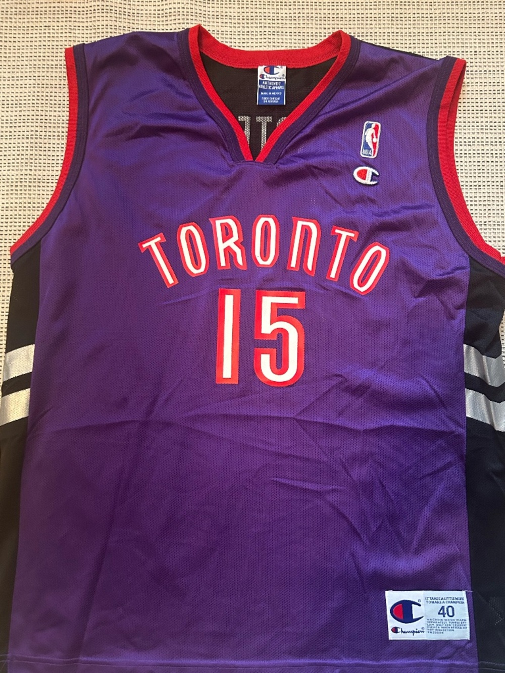 Vintage 90s Champion Toronto Raptors Vince Carter 15 Jersey Size 40 M